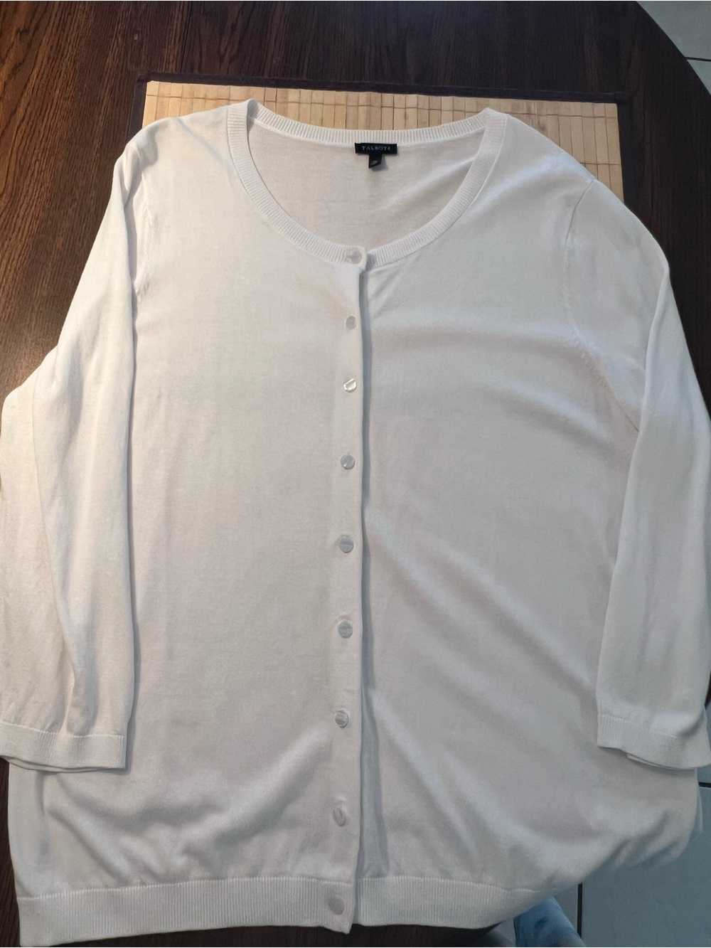 Talbots White Button-Front Lightweight Cardigan